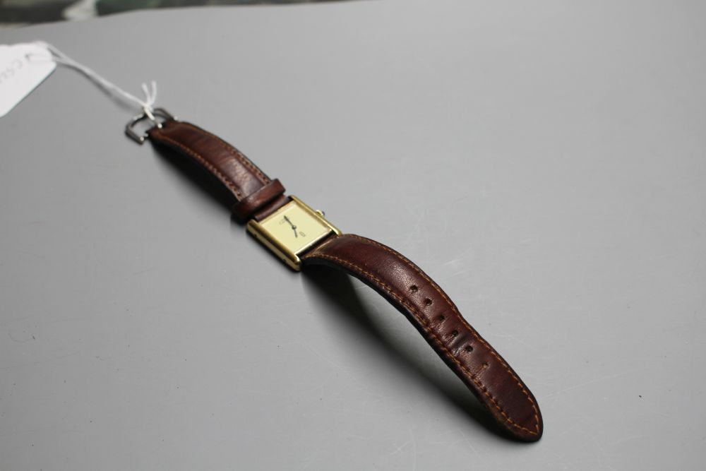 A ladys 925 gilt Must de Cartier manual wind wrist watch,
